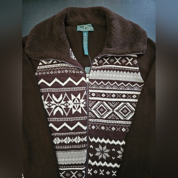NWT - Lauren Ralph Lauren Active Zip-Up Brown Cardigan - Size XL - Picture 5 of 11